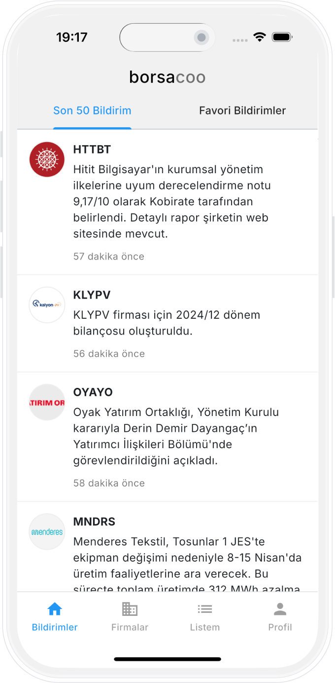 Borsacoo app homepage